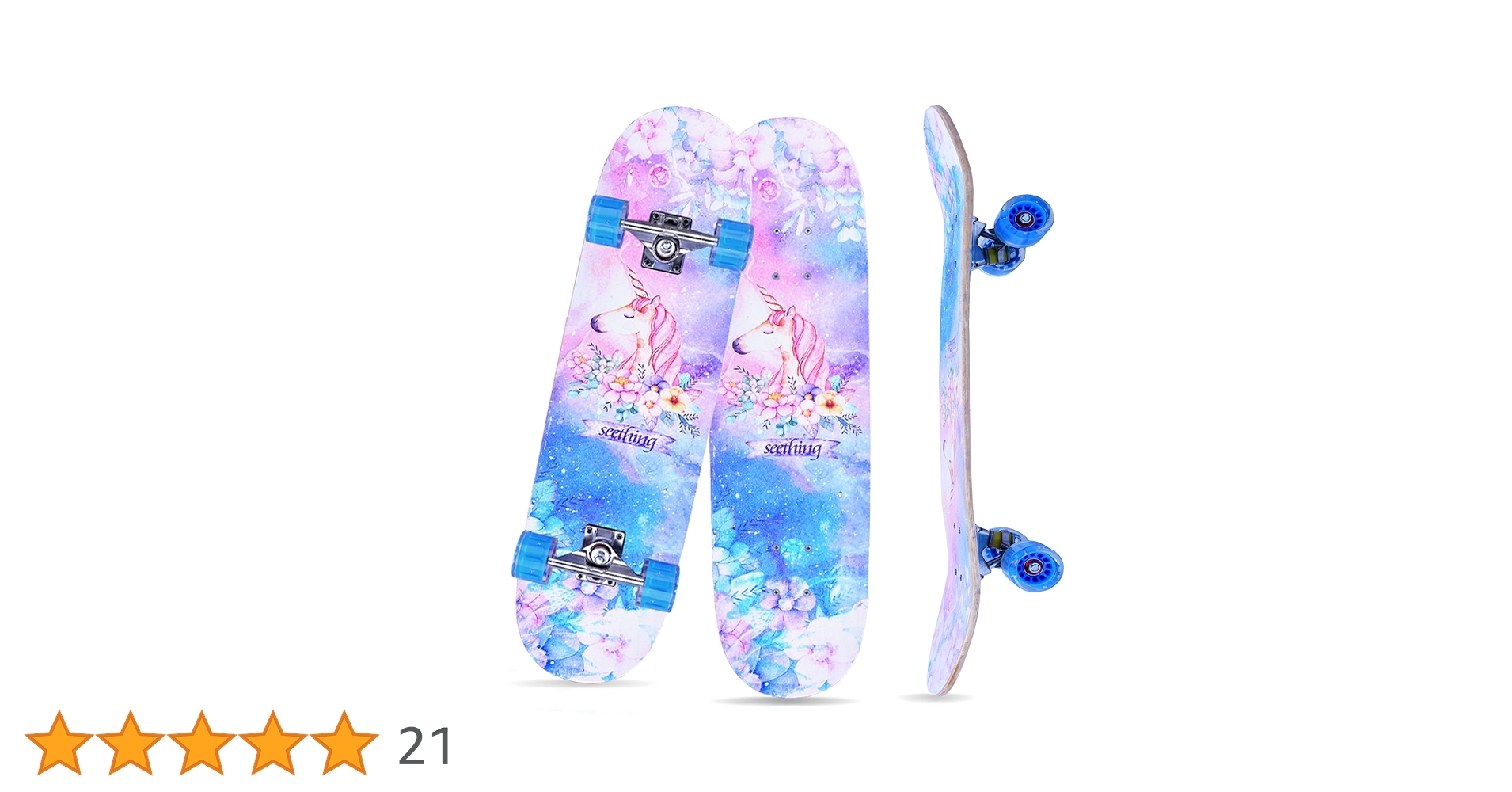 スケートボード コンプリート 青とピンクのデザイン Amazon | 初心者、子供、男の子、女の子、ティーン、大人向けの